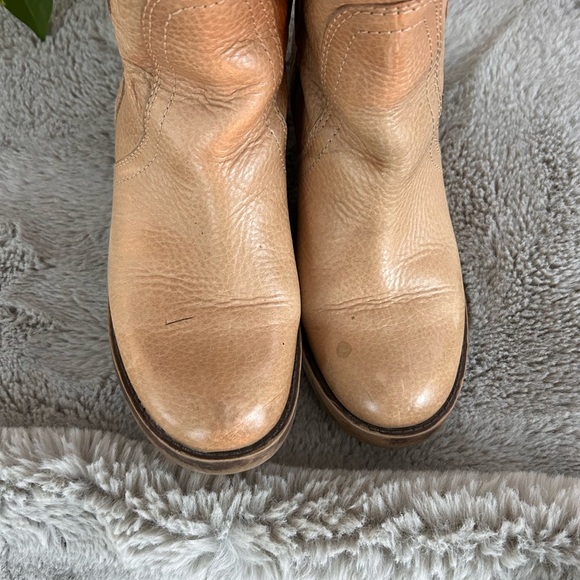 Y2K vintage camel leather knee-high western campus style boots size 6.5 - Picture 4 of 12